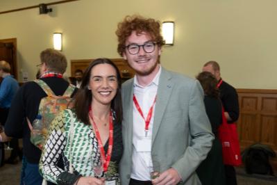 woman and man smiling